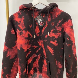 Red Black Flame Christmas Spiral Tie dye Unisex Regular Fit Essentials Hoodie, Perfect Hand Dyed Pullover Sweatshirt for New Year 2024 Party