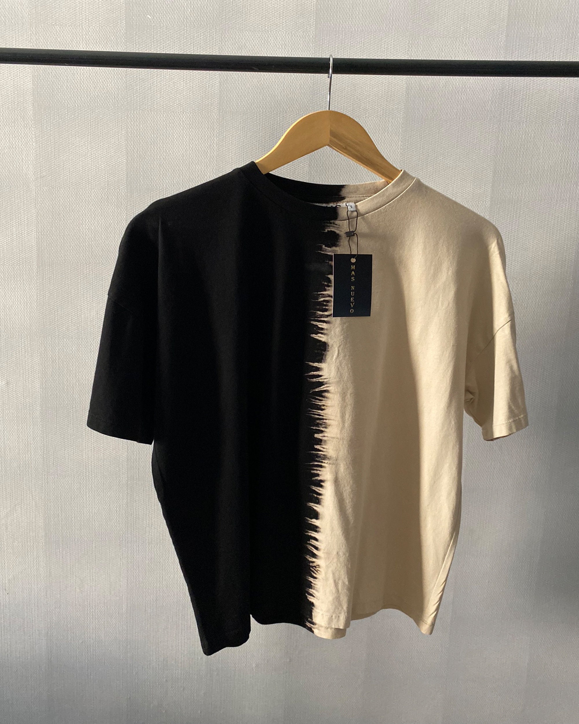 Black and Beige Reverse Tie Dye Unisex Bleached Oversize T-shirt, Hype ...