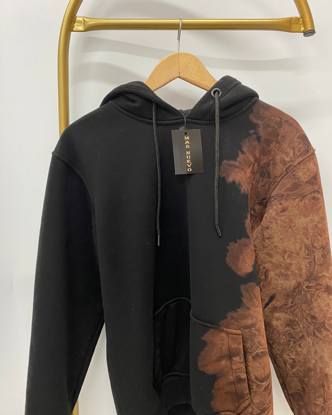 Tie dye hoodie black and brown Clearance