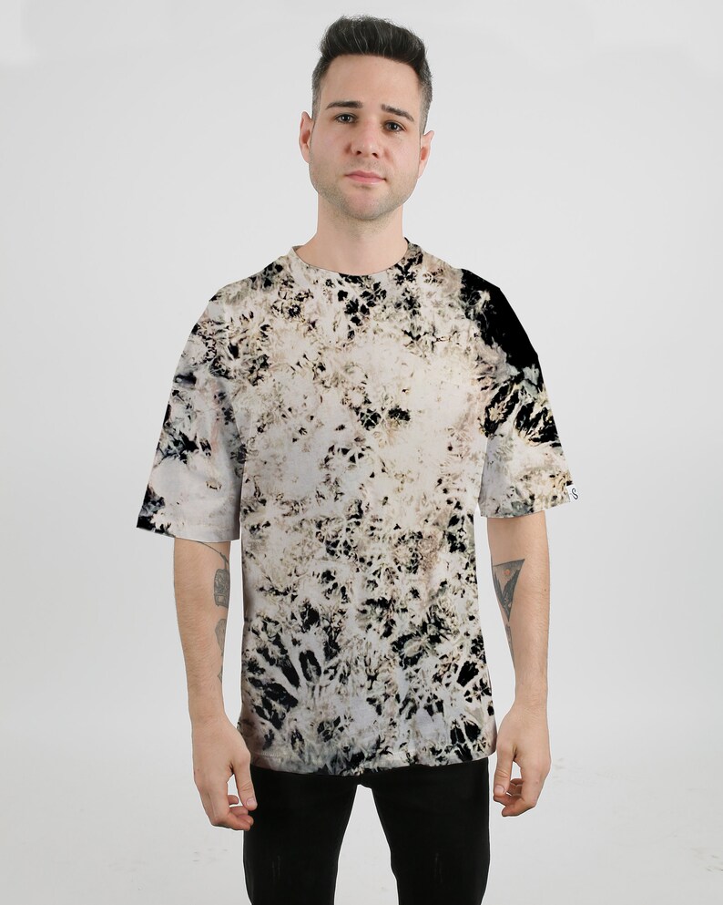 Black White Tie Dye Stone Effect Marble Ice Dye Unisex Etsy