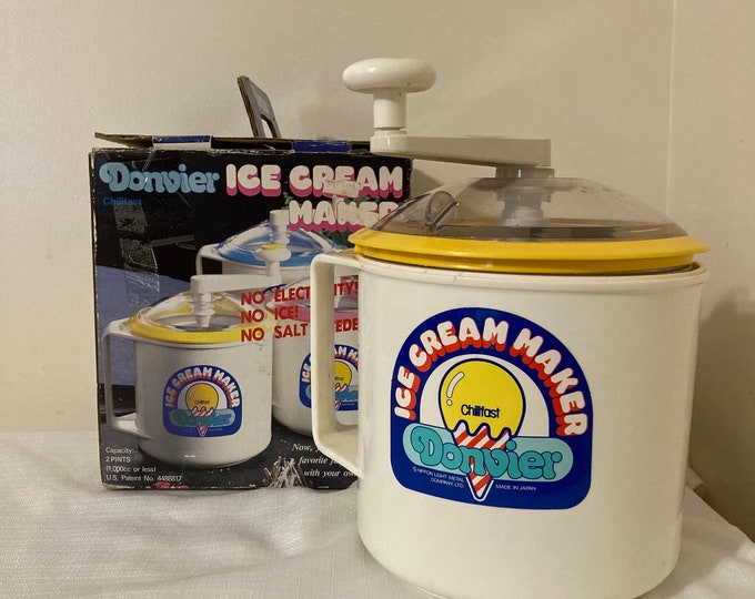 Vintage Donvier Chillfast Ice Cream Maker Yellow 1 Quart Etsy