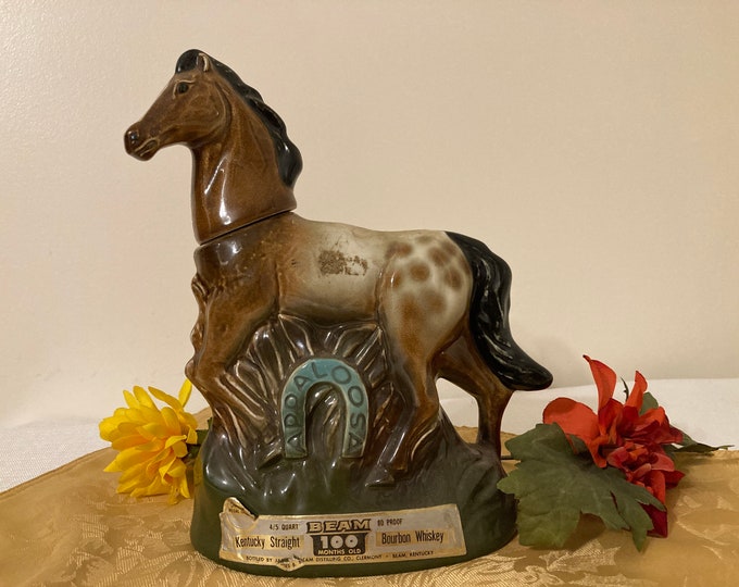 1974 Appaloosa Horse Jim Beam Bourbon Whiskey Decanter Regal China