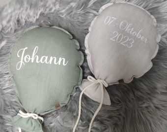 Wall decoration balloon cushion | Fabric balloon for children's room | Linen | Personalized with name