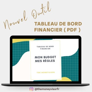 May include: A laptop computer screen displaying a financial dashboard template in French. The template is titled "Mon Budget Mes Règles" and is designed by "The Moneyvisor".