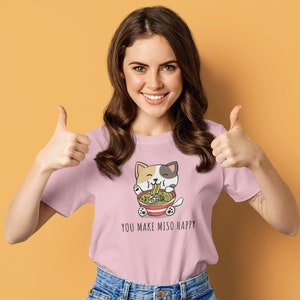 You Make MISO Happy Shirt, Foodie Shirt, Cute Cat Shirt, Ramen Shirt, Meow Shirt, Cat Lover Gift, Custom Cat Shirt, Kawaii Cat Shirt