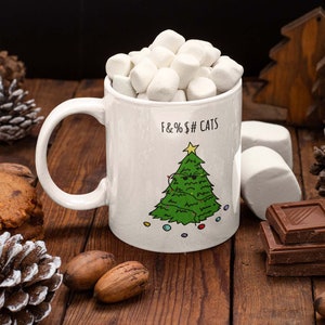 F&%S# Cats - Ceramic Mug 11oz, Christmas Cat Mug, Funny Christmas Cat Mug, Holiday Seasons, Festive Mug, Christmas Mug, Christmas Party