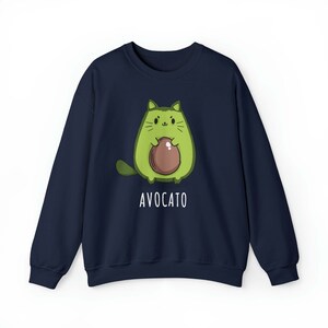 Avo Cato - Crewneck Sweatshirt, Custom Cat Sweatshirt, Avocato Cute Cat Sweatshirt, Gift for Cat Owner, Silly Cat, Funny Chef Sweatshirt