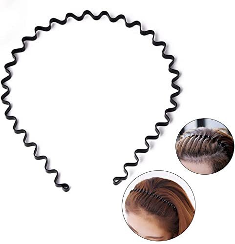 Unisex Men’s Women Sports Wave Hair Band Metal Black Hairband Headband