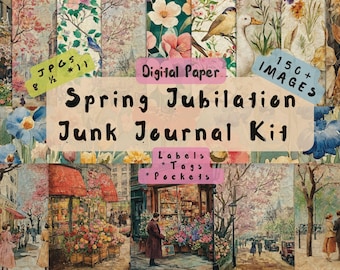 Mega Kit  Spring Jubilation 1920s Floral Fashion Junk Journal Kit Vintage Ephemera Watercolor Inspired Digital Download
