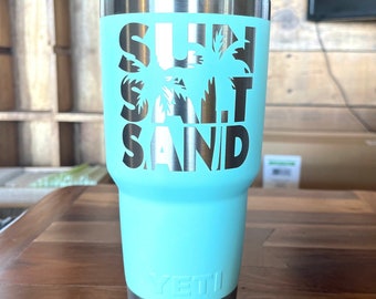 Yeti Laser Engraved Authentic Tumbler SUN SALT SAND , Beach