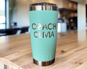 Personalized Soccer Coach YETI Tumbler: Custom Engraved 20oz/30oz Rambler