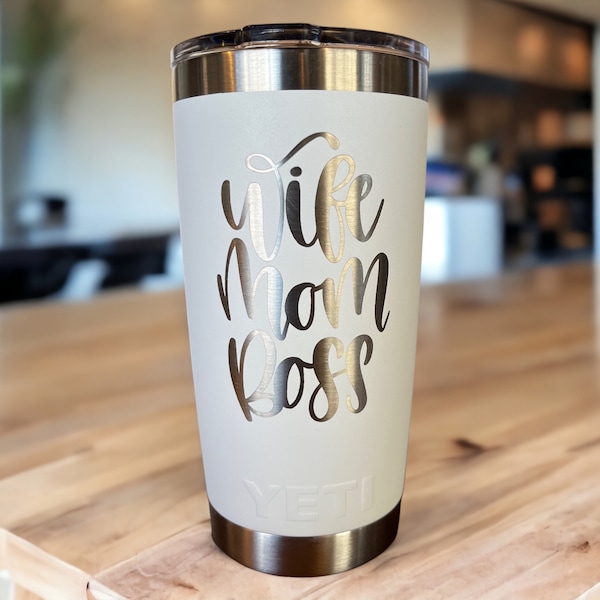 Yeti Laser Engraved Authentic Tumbler - WIFE MOM BOSS , Gift For Mom , Mother's Day Gift , Gift For Her  , Yeti 20oz Tumbler , Yeti 30oz