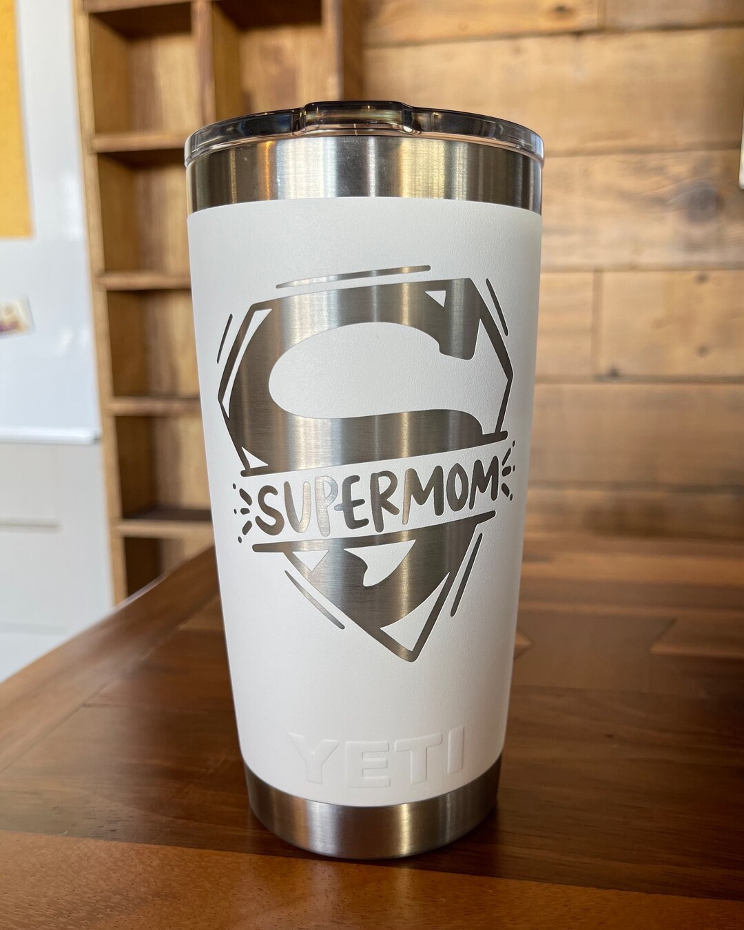 Yeti Laser Engraved Authentic Tumbler SUPERMOM HERO , Gift for Mom
