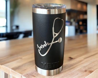 Personalized Stethoscope YETI Nurse Tumbler: Healthcare Appreciation Gift