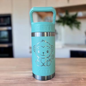 Laser Engraved YETI Kids Water Bottle: Monkey Design, 12 oz