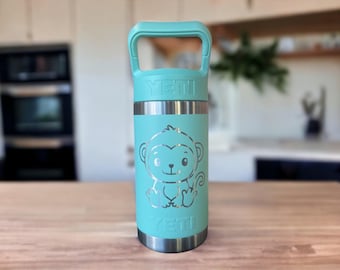 Laser Engraved YETI Kids Water Bottle: Monkey Design, 12 oz