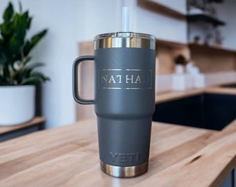 Personalized YETI Straw Tumbler: Laser Engraved Box Design