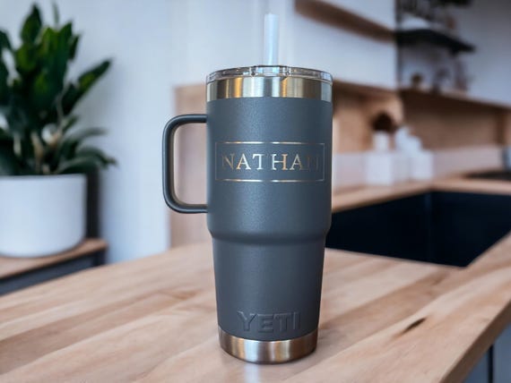 Personalized YETI Straw Tumbler: Laser Engraved Box Design