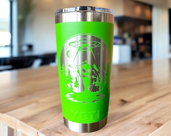 Laser Engraved Alien YETI Tumbler: Area 51 UFO Gift