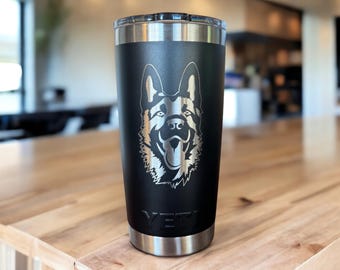 German Shepherd YETI Tumbler: Laser Engraved Dog Lover Gift