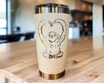 Laser Engraved YETI Tumbler: Sloth Love - 20oz/30oz Travel Mug, Valentine's Day