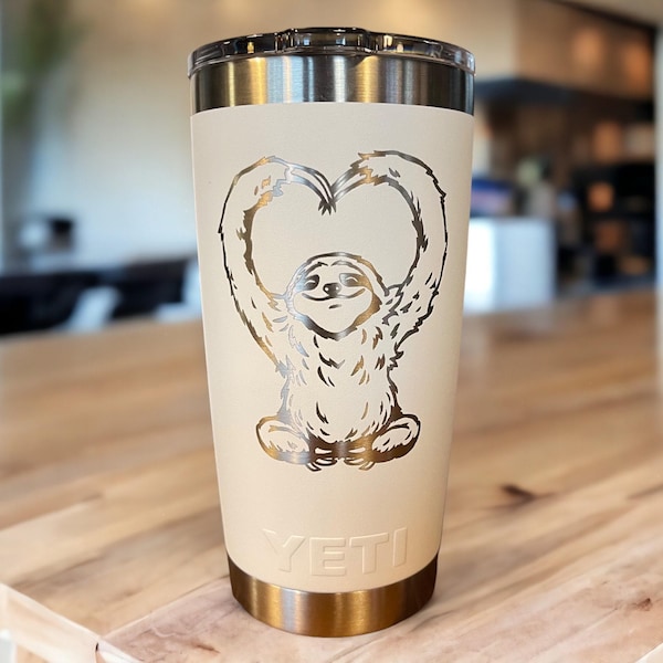 Vaso Yeti grabado con láser: "Amor perezoso" - Taza de viaje de 20 oz/30 oz, San Valentín