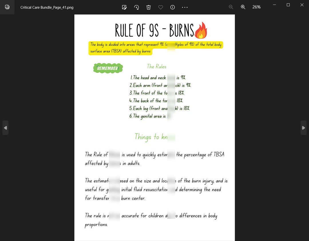 NCLEX Rule of 9s Burns Handwritten Study Sheet What You Etsy