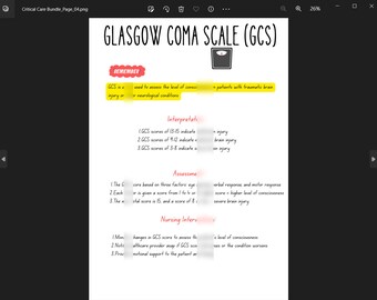 NCLEX, Escala de coma de Glasgow, Hoja de estudio manuscrita, Lo que debes saber para el NCLEX 2023