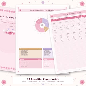 Diario stampabile per il monitoraggio dell'ovulazione e degli ormoni / Monitoraggio del ciclo di 35 giorni / Grafico della temperatura basale / Pianificatore della fertilità / Download immediato in PDF / Formato A4