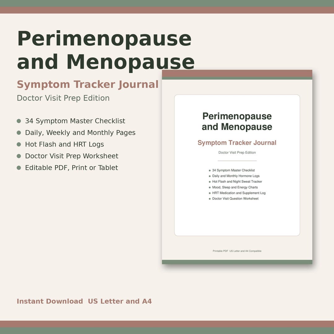 Perimenopause Symptom Tracker Printable PDF | Menopause Journal | HRT ...