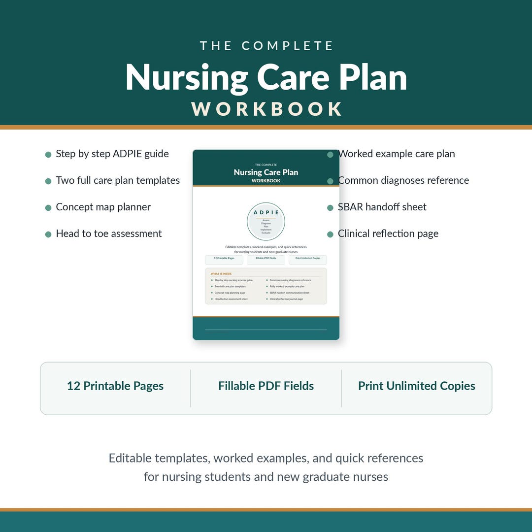Nursing Care Plan Template Printable, ADPIE Nursing Student Workbook ...