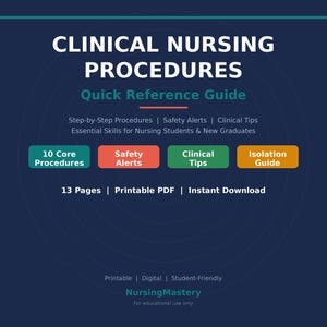 Guida rapida alle procedure infermieristiche cliniche (PDF) / 10 competenze fondamentali / Preparazione all'esame NCLEX / Appunti di studio su inserimento venoso, catetere di Foley e cura della tracheostomia