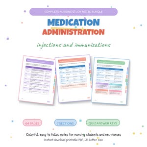 Può includere: Un pacchetto di appunti di studio infermieristico intitolato Medication Administration: Injections and Immunizations. Include tre pagine di tabelle, 64 pagine totali, 7 sezioni e chiavi di risposta per i quiz. Formato carta US Letter.
