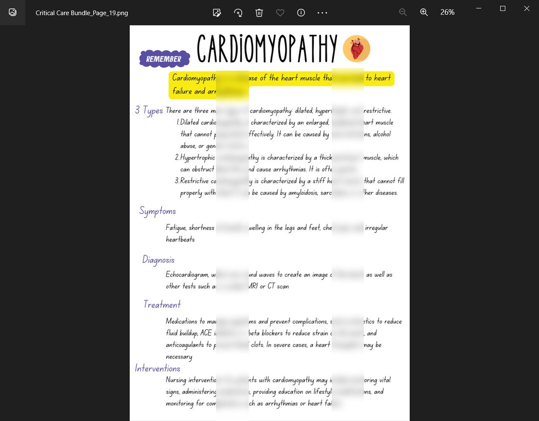 NCLEX Cardiomyopathy - Handwritten Study Sheet - What You Must Know for ...