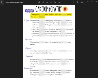 NCLEX Cardiomyopathy - Handwritten Study Sheet - What You Must Know For NCLEX 2023