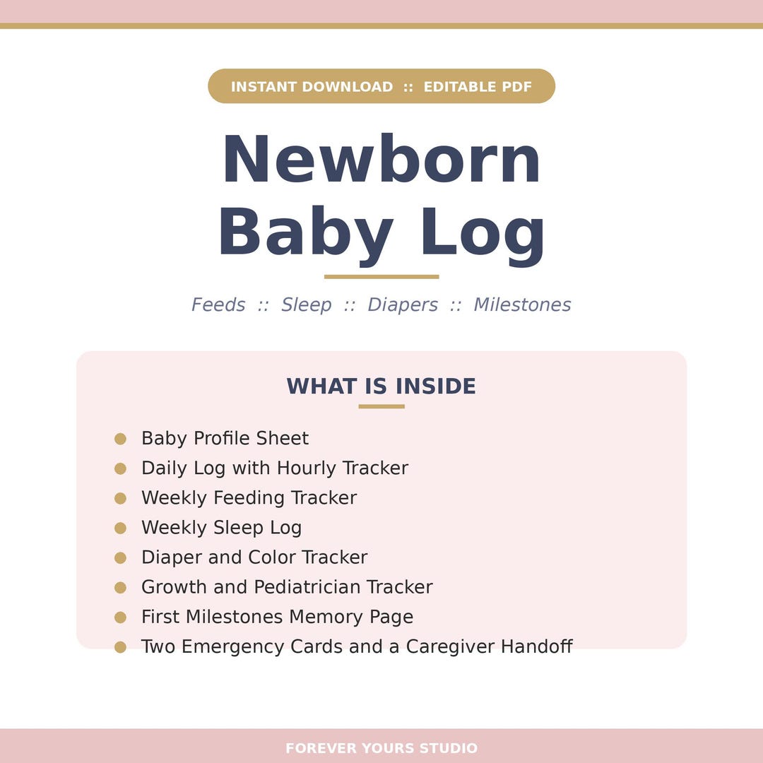 Newborn Baby Log Printable, Editable PDF, Daily Feeding Sleep Diaper ...