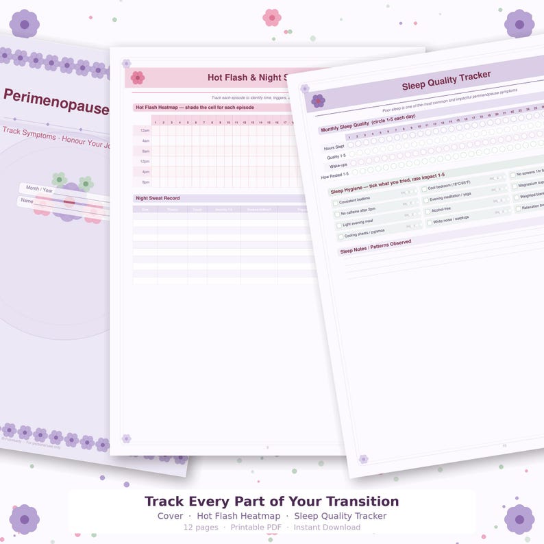Perimenopause Journal Printable | Hot Flash Tracker | Hormone Symptom Log | Menopause Planner | Sleep & Mood Tracker | Instant Download PDF image 2