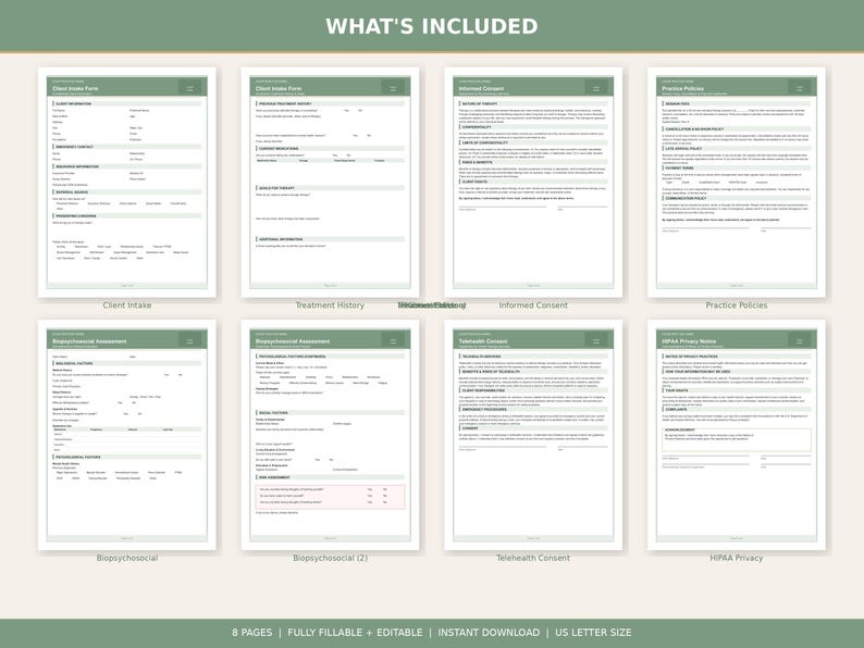 Fillable Therapy Intake Forms Bundle PDF | Editable Client Intake ...