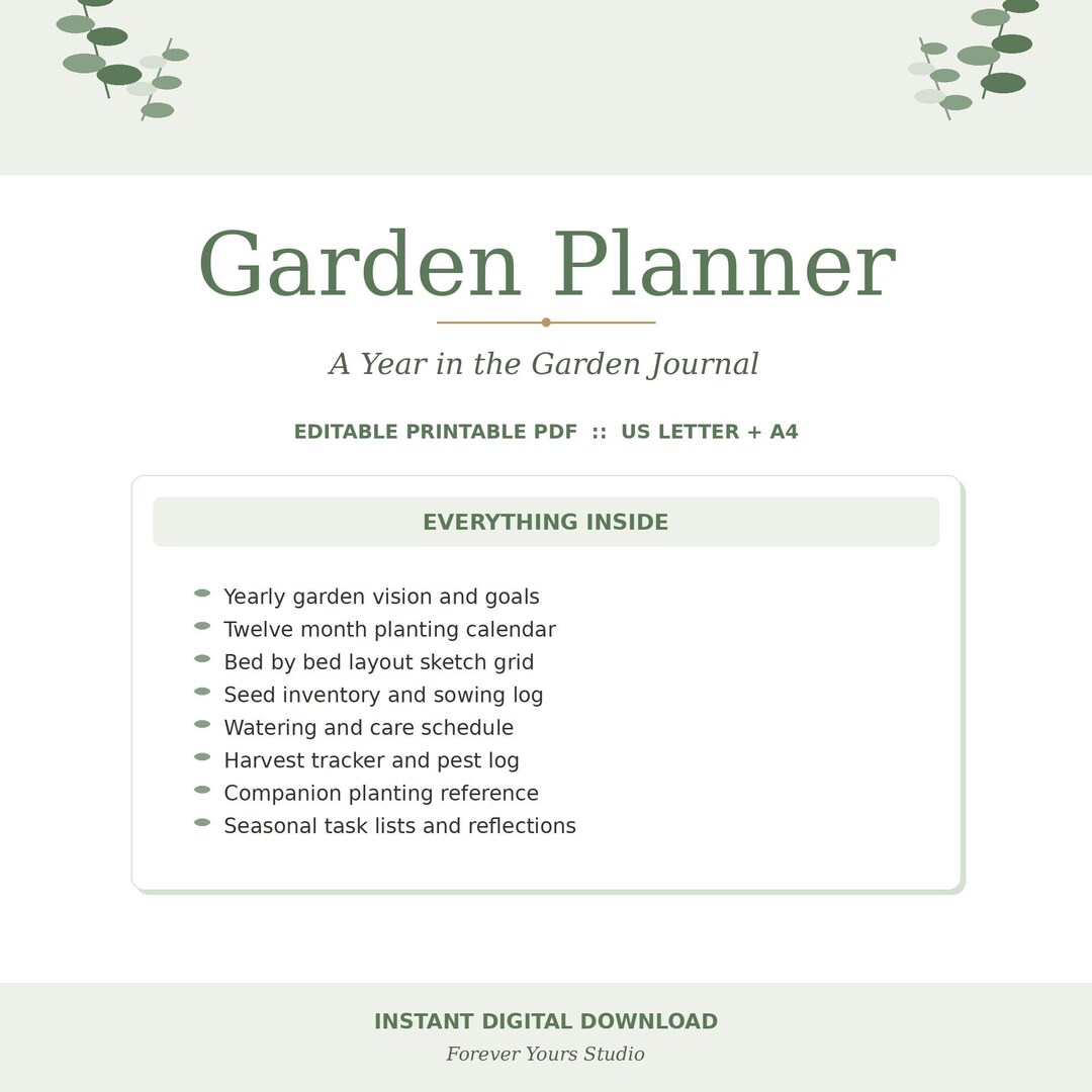 Garden Planner Printable, Editable PDF Garden Journal, Vegetable Garden ...