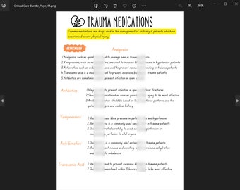 Medicamentos para traumatismos del NCLEX, Hoja de estudio manuscrita, Lo que debes saber para el NCLEX 2024