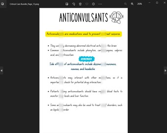 Anticonvulsivos para el NCLEX - Hoja de estudio manuscrita - Lo que debes saber para el NCLEX 2026