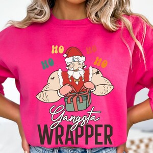 Gangsta Wrapper kersttrui, grappig sweatshirt, retro kersttrui, papa grappen trui, kersttrui dag, grappige cadeaus