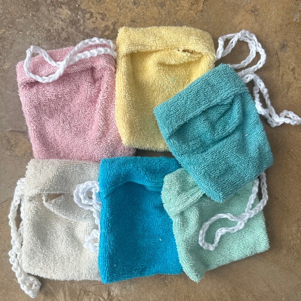 Terry Cloth Soap Saver Shower Pouch Bag