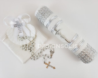 EleganT 4 Piece Baptism Candle Set/Catholic/Ceremony Occasions/WHITE/Wedding Candle/Christening/Vela Para Bautizo/First Communion/Handmade