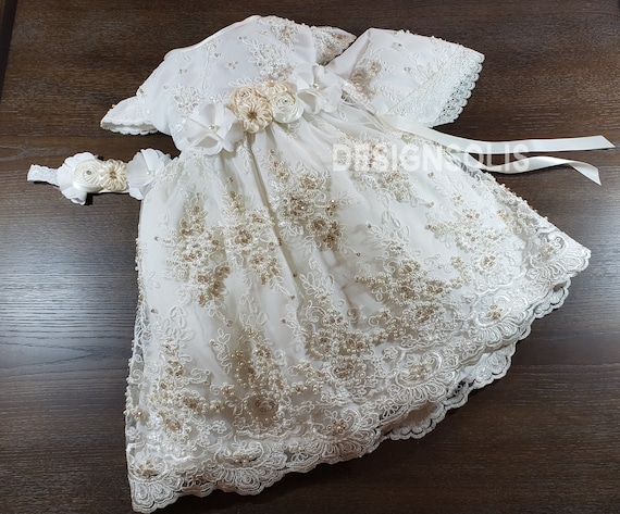 beige baptism dresses Prince-style christening gown P50 beige – Ropones para Bautizo