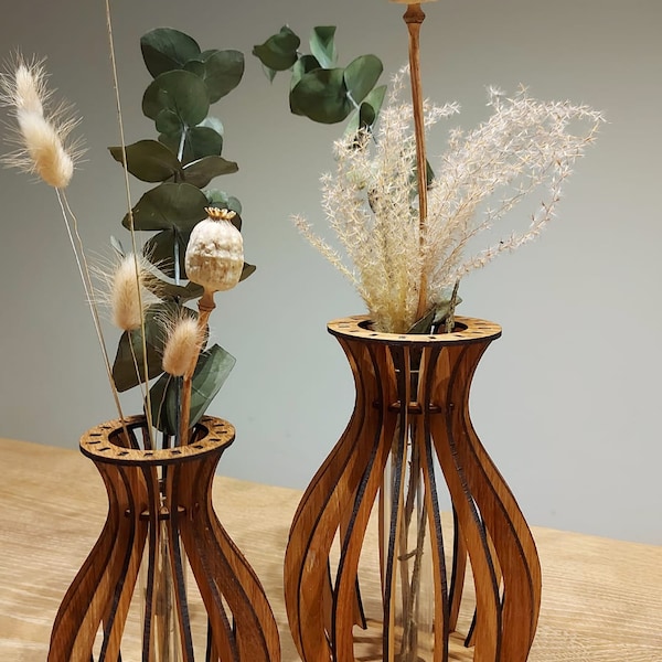 Laser cut oak vase