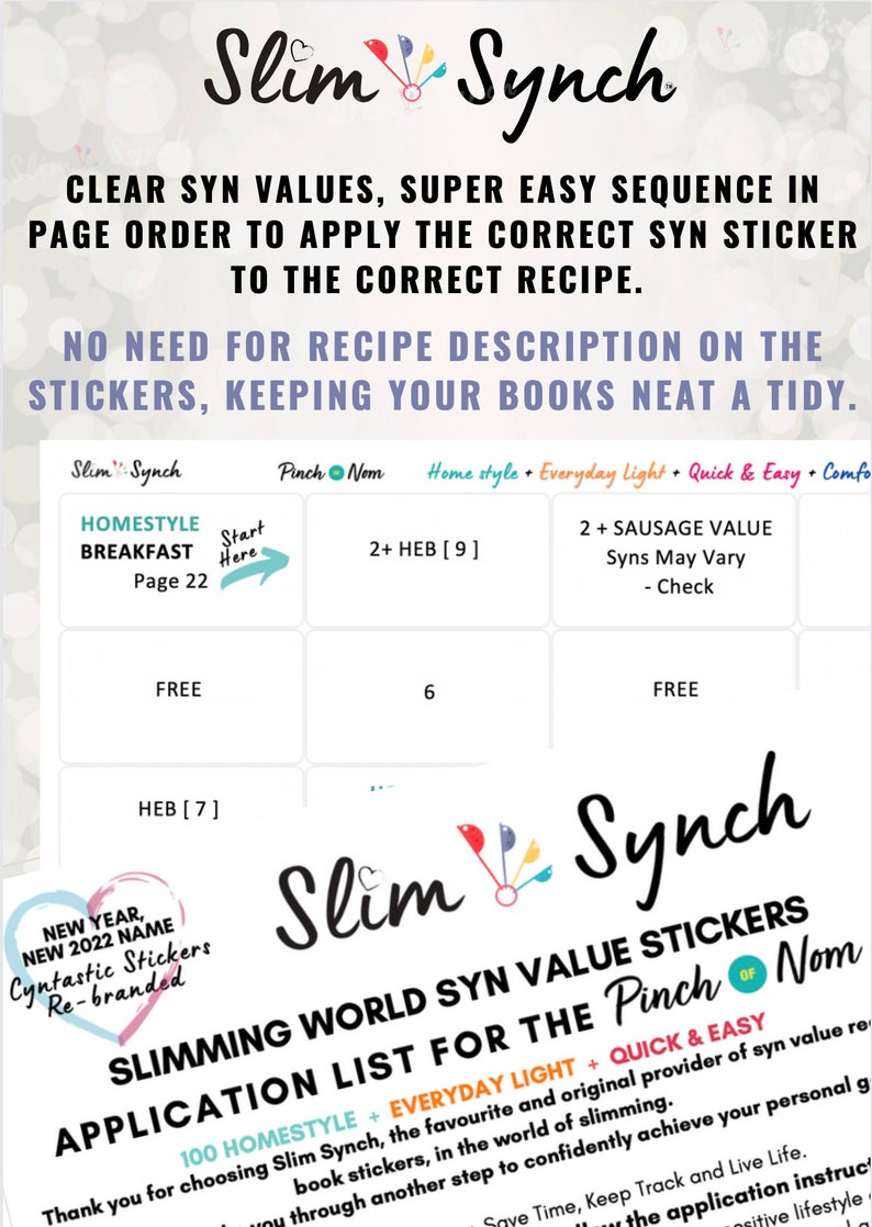 Pinch of Nom Syn Value Recipe STICKERS for Homestyle Everyday Etsy