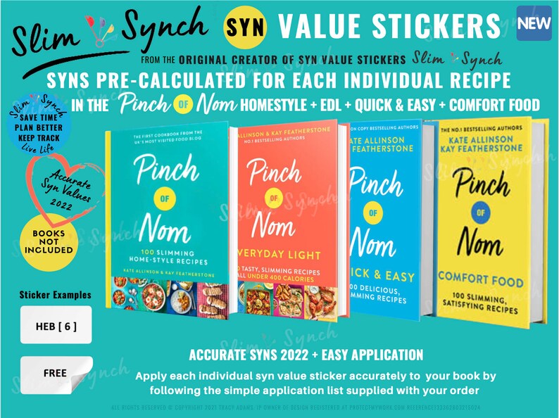 Pinch of Nom Syn Value Recipe STICKERS for Homestyle Everyday Etsy