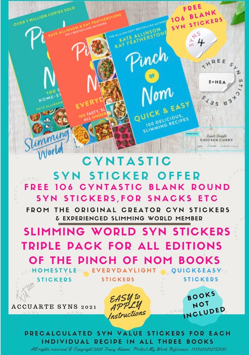 OFFER Pinch of Nom SYN Stickers precalculated values for Etsy