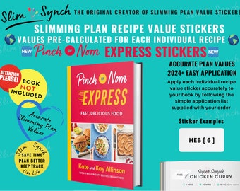 Pinch of Nom STICKERS for EXPRESS Individual 2024 Recipe Values for each recipe.